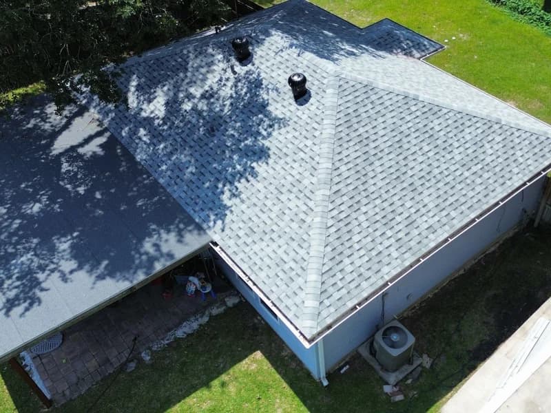 Lapeyre Roofing truck in Houston neighborhood