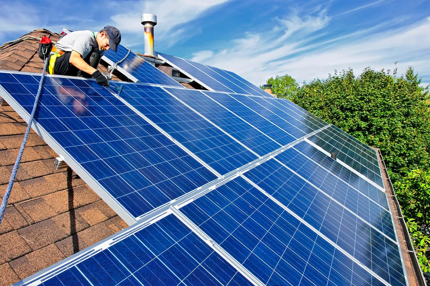Solar panels installed on a residential roof