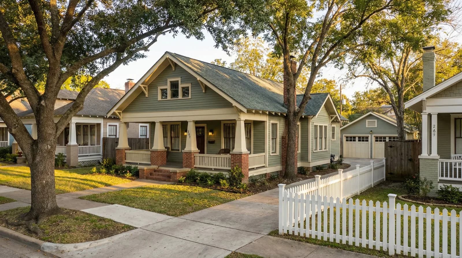 Craftsman-style residence finished with green horizontal lap siding