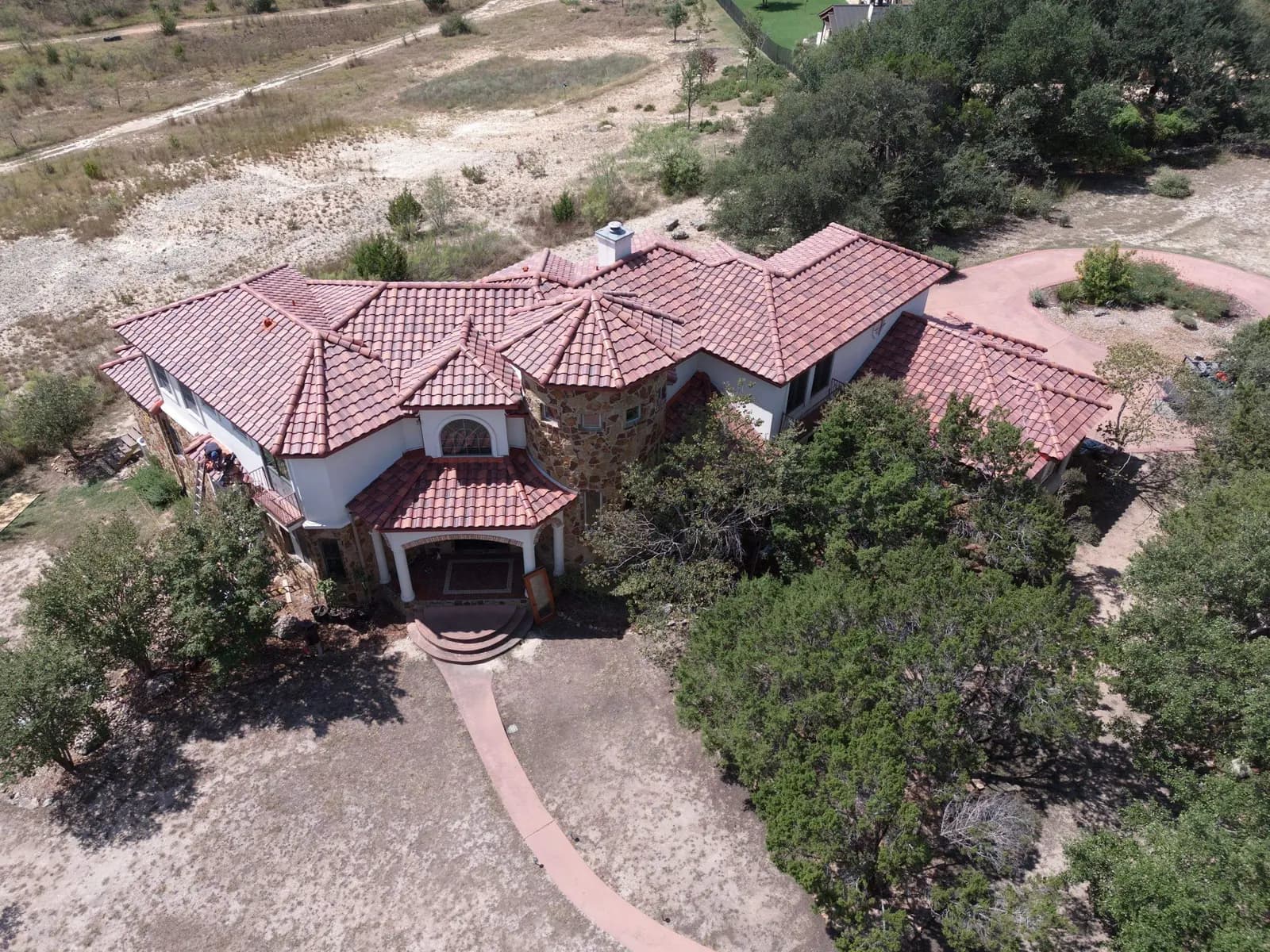 Concrete tile roof on a residential property