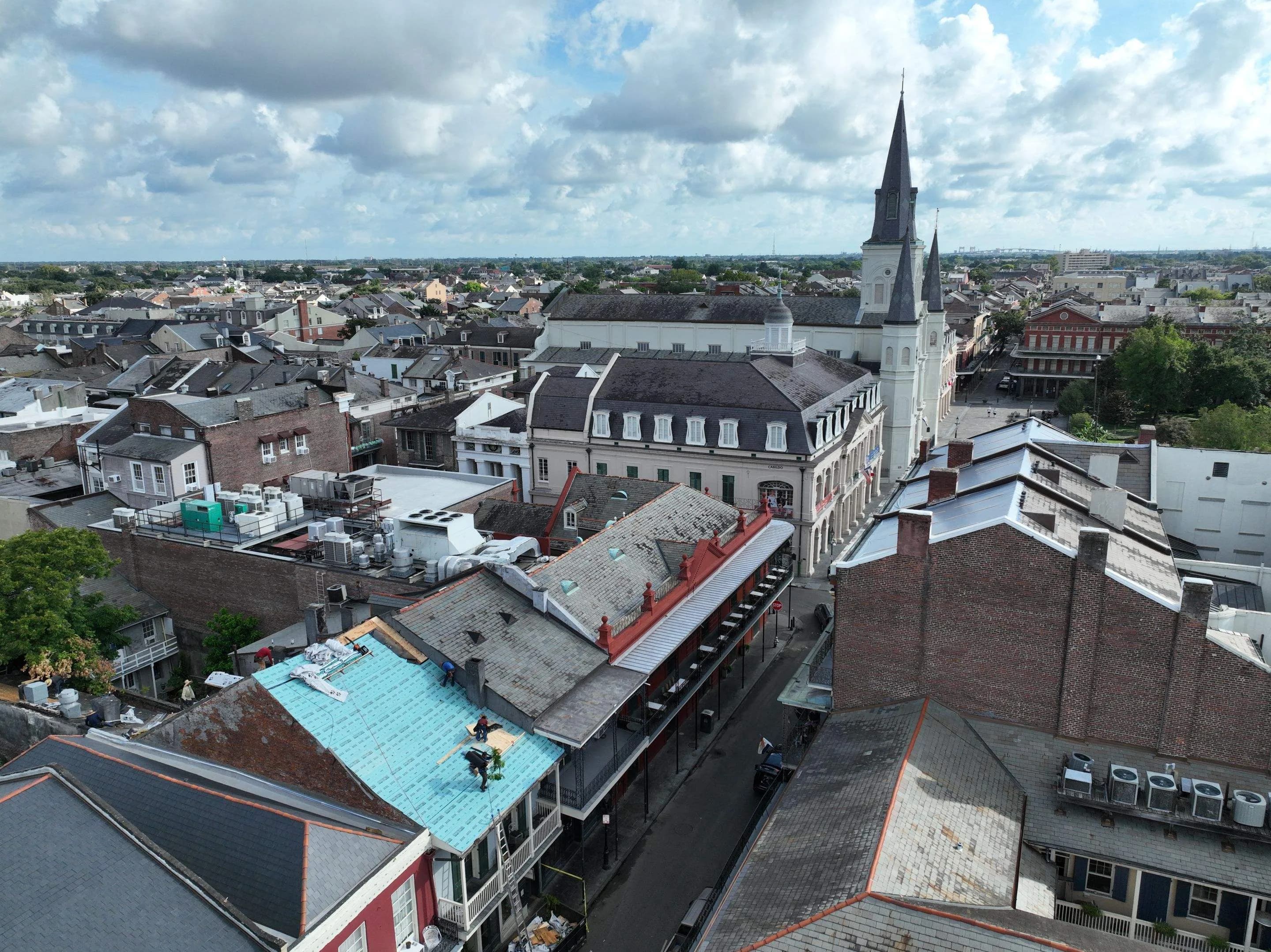 Slate roof installation in the French Quarter